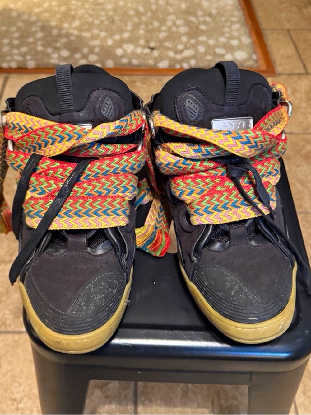 Lanvin Sneakers “Black Gum” with Multicolor Laces